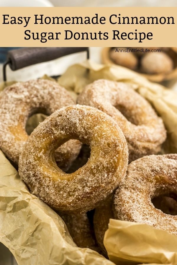 Easy Homemade Cinnamon Sugar Donuts Recipe. Easy, delicious, fresh and tasty homemade donuts! What could possibly be better? Now you can make your own donuts with this easy 4-ingredient step-by-step tutorial. They taste like the old-fashioned donuts Grandma used to make, only these are prepped and ready in no time flat! Try this easy homemade cinnamon sugar donuts recipe this week for breakfast. Your entire family will be glad you did!