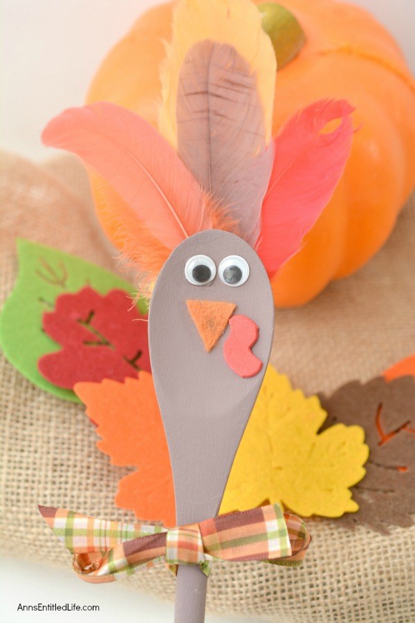 Using these step-by-step instructions, this simple to make Turkey Spoon Puppet Craft comes together in no time flat! Perfect to use as a puppet, or for more adult decor in centerpieces or flower pots, of as a take home party favor, this adorable wooden spoon craft is a delightful Thanksgiving turkey craft.