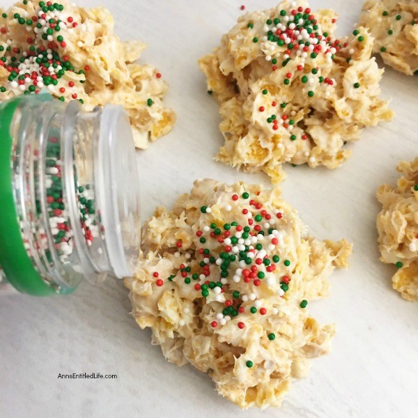 Easy Cornflakes Christmas Clusters Recipe. It is the holiday season and sometimes things are so hectic it is difficult to make time to bake or cook holiday centric-dishes. But everyone has time to make these super easy cornflake Christmas clusters. This simple 4-ingredient recipe is festive, tasty, and you can make them in about 5 minutes. These are a great tasting holiday treat your whole family will enjoy.