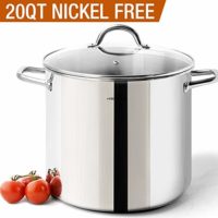 HOMi CHEf Commercial Grade Stainless Steel Stock Pot 20 Quart With Lid/Nickel Freee Stainless Steel Non Toxic Cookware Stockpot 20 Quart/Large Heavy Duty Stock Pots For Cooking