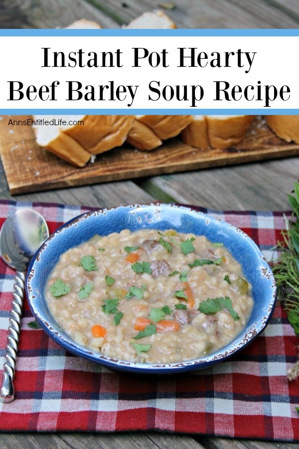 Instant Pot Hearty Beef Barley Soup Recipe. Beef barley soup is the ultimate comfort food! This hearty beef barley soup recipe is loaded with beef and vegetables, so thick and delicious it will remind you of grandma's recipe. Perfect for lunch or dinner, this instant pot beef barley soup is fantastic on a cold day.