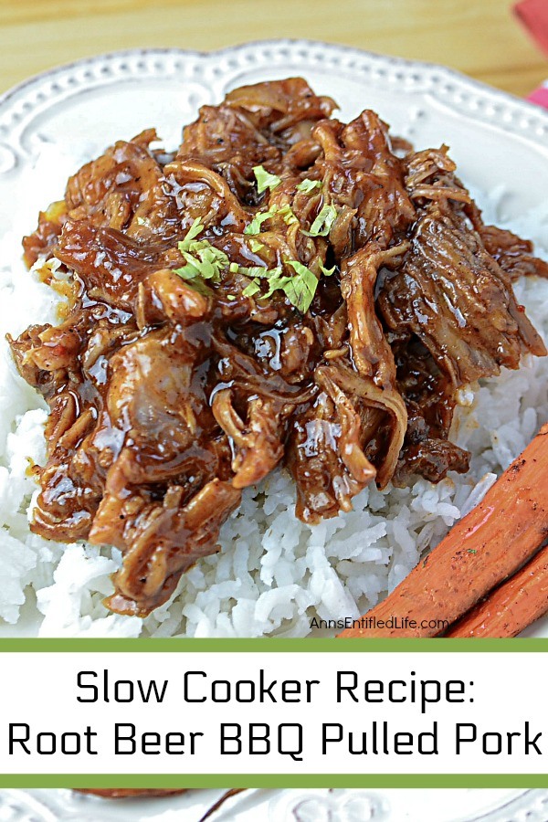 Slow Cooker Recipe: Root Beer Barbecue Pulled Pork. This easy to make slow cooker pork recipe is simply delicious! The root beer pulled pork recipe is sweet and tasty - perfect for family dinner, leftovers for lunch, or when you are craving a pulled pork sandwich.