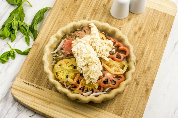 Southern Tomato Pie Recipe. This southern tomato pie is simply outstanding! It is so easy to make when you follow this tomato pie recipe. Made with fresh tomatoes, shallots, herbs and a tasty cheese combination, this fabulous savory tomato pie is a wonderful lunch or dinner entrée, or a hearty side dish.