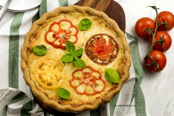 Southern Tomato Pie Recipe. This southern tomato pie is simply outstanding! It is so easy to make when you follow this tomato pie recipe. Made with fresh tomatoes, shallots, herbs and a tasty cheese combination, this fabulous savory tomato pie is a wonderful lunch or dinner entrée, or a hearty side dish.