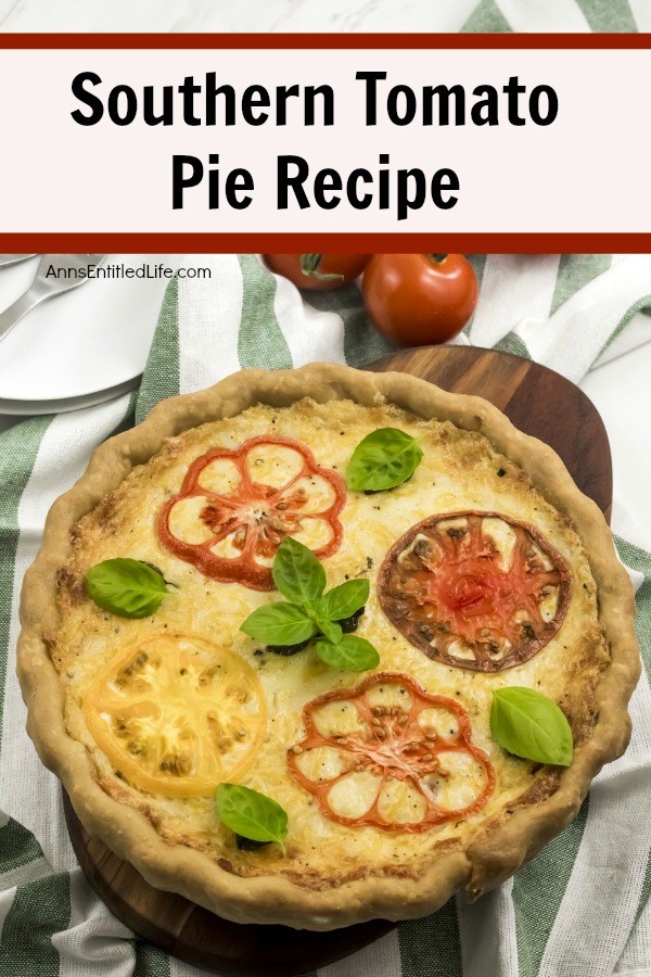 Southern Tomato Pie Recipe. This southern tomato pie is simply outstanding! It is so easy to make when you follow this tomato pie recipe. Made with fresh tomatoes, shallots, herbs, and a tasty cheese combination, this fabulous savory tomato pie is a wonderful lunch or dinner entrÃ©e, or a hearty side dish.