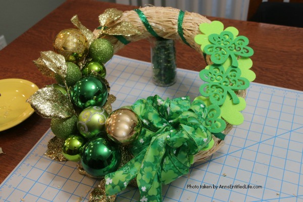 St. Patrick's Day Luck o' the Irish Wreath. Dress up your front door for St Patty's day with this easy to make St. Patrick's Day wreath door decoration. This is a fast, inexpensive wreath decoration that just might bring a bit of the luck o' the Irish your way.