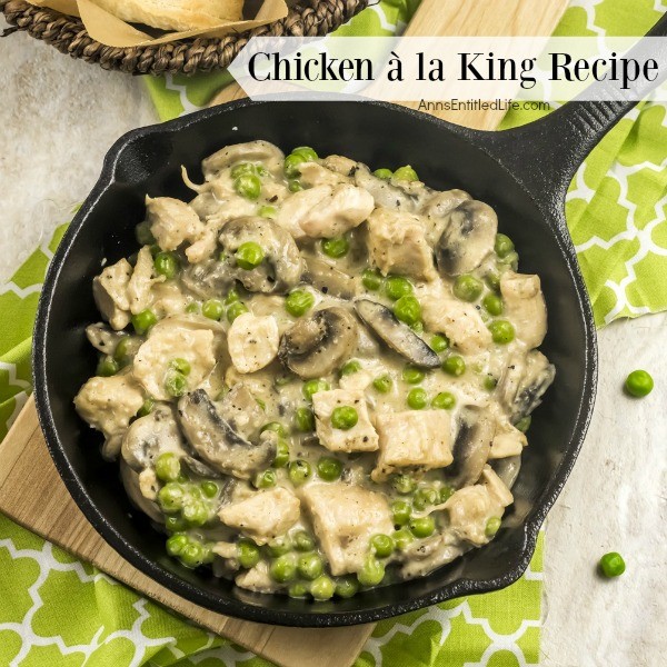 Chicken à la King Recipe. My mother used to make this chicken à la king recipe from scratch when I was a child. This is one delicious, creamy and smooth Chicken à la King Recipe. Serve over biscuits, rice, or eat without a starch – it is all good!