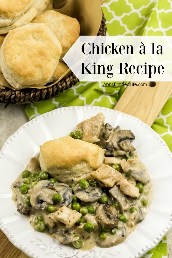 Chicken à la King Recipe. My mother used to make this chicken à la king recipe from scratch when I was a child. This is one delicious, creamy and smooth Chicken à la King Recipe. Serve over biscuits, rice, or eat without a starch – it is all good!