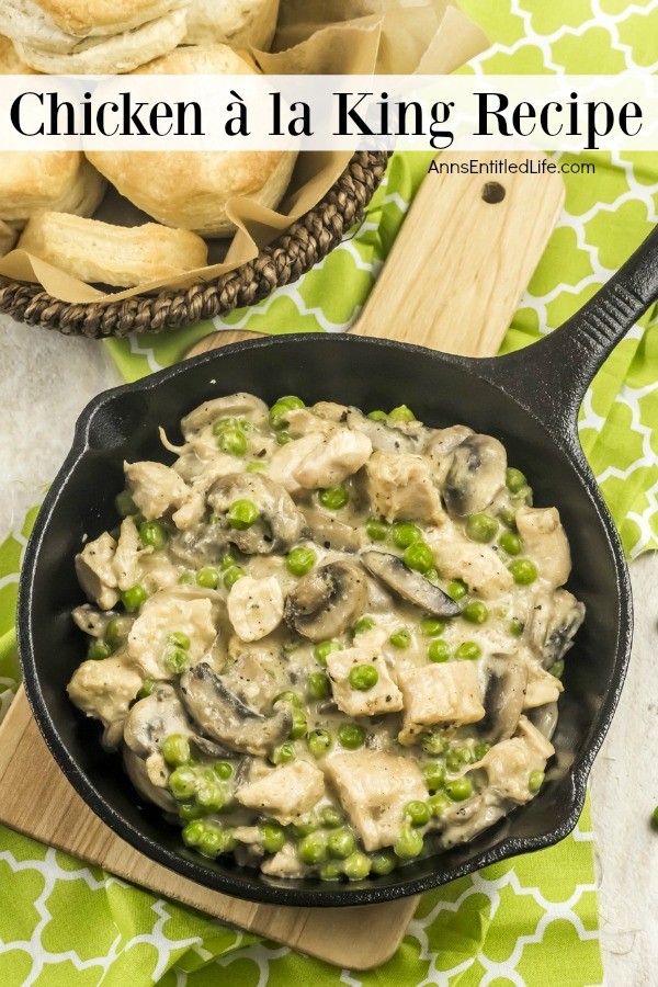 Chicken à la King Recipe. My mother used to make this chicken à la king recipe from scratch when I was a child. This is one delicious, creamy and smooth Chicken à la King Recipe. Serve over biscuits, rice, or eat without a starch – it is all good!