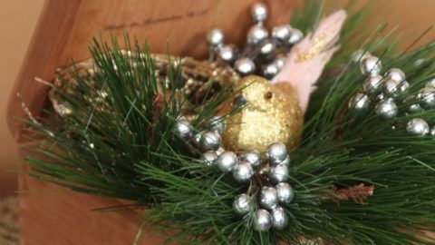 Wooden Box Bird's Nest Floral Arrangement