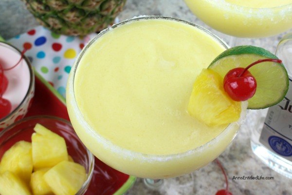 Frozen Pineapple Margarita Recipe. This marvelous and easy to make pineapple margarita recipe is a perfect party cocktail! A tropical delight, this frozen margarita recipe is one delicious adult beverage. Try a frozen pineapple margarita tonight!