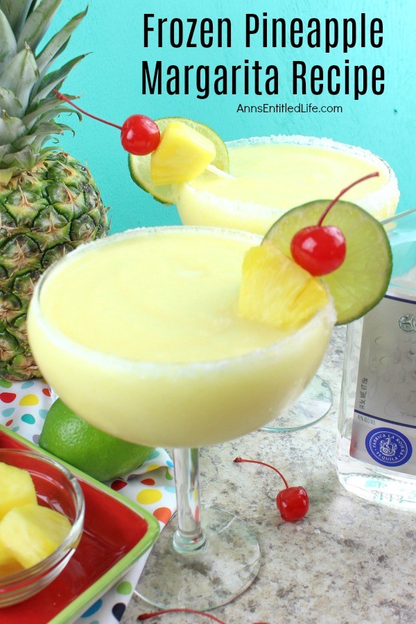 Frozen Pineapple Margarita Recipe. This marvelous and easy to make pineapple margarita recipe is a perfect party cocktail! A tropical delight, this frozen margarita recipe is one delicious adult beverage. Try a frozen pineapple margarita tonight!