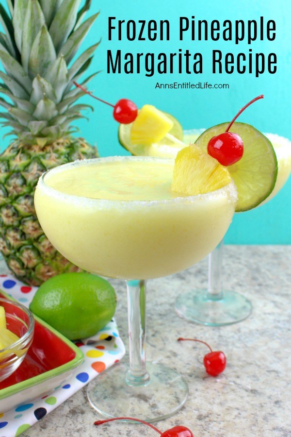 Frozen Pineapple Margarita Recipe. This marvelous and easy to make pineapple margarita recipe is a perfect party cocktail! A tropical delight, this frozen margarita recipe is one delicious adult beverage. Try a frozen pineapple margarita tonight!