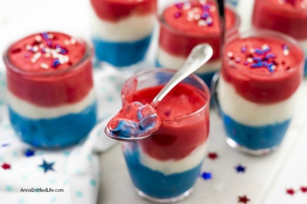 Red, White, and Blue Pudding Shots Recipe. This fabulous red, white, and blue pudding shots recipe is great for the 4th of July, Memorial Day, or any other patriotic holiday gathering. This boozy delight can be consumed as a pudding shot, or served in a larger dish as an after dinner dessert. Make these tasty treats for your next picnic, backyard BBQ, or holiday party!