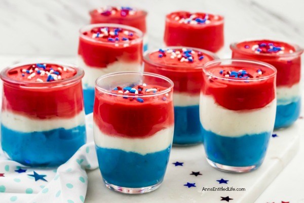 Red, White, and Blue Pudding Shots Recipe. This fabulous red, white, and blue pudding shots recipe is great for the 4th of July, Memorial Day, or any other patriotic holiday gathering. This boozy delight can be consumed as a pudding shot, or served in a larger dish as an after dinner dessert. Make these tasty treats for your next picnic, backyard BBQ, or holiday party!