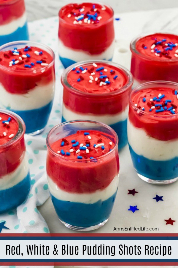 pudding shots made in red, white and blue colors