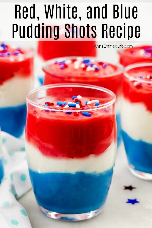 pudding shots made in red, white, and blue colors