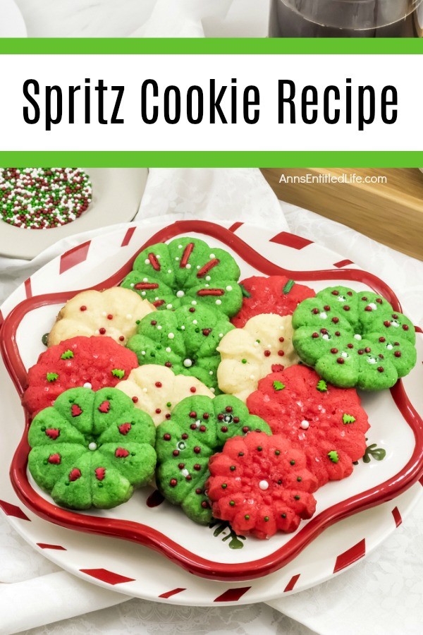 spritz cookies on a christmas plate
