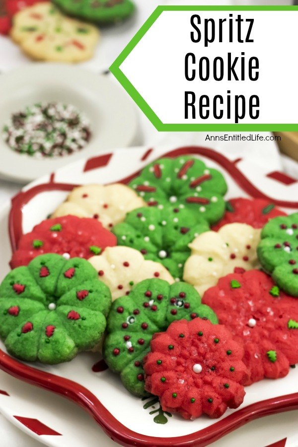 spritz cookies on a Christmas plate