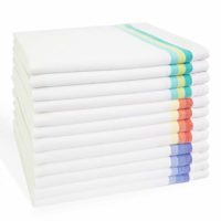 Harringdons Kitchen Dish Towels Set of 12-Tea Towels 100% Cotton. Large Dish Cloths 28"x20" Soft and Absorbent. White with Blue, Green and red Stripes, 4 of Each. There's no Substitute for Quality