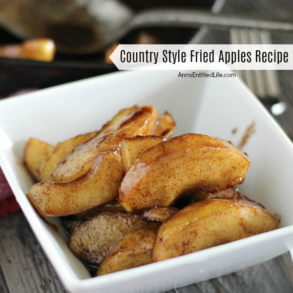 Country Style Fried Apples Recipe. My whole house smells like apples, and I love it! These homemade fried apples can be eaten warm or topped with vanilla ice cream, and they taste just like apple pie, minus the crust. Straight out of Grandma's country kitchen, these delicious, easy to make country-style fried apples will remind you of down-home cooking at its very best.