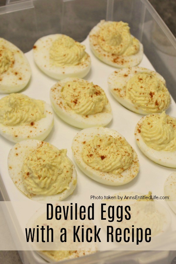 A tray of deviled eggs