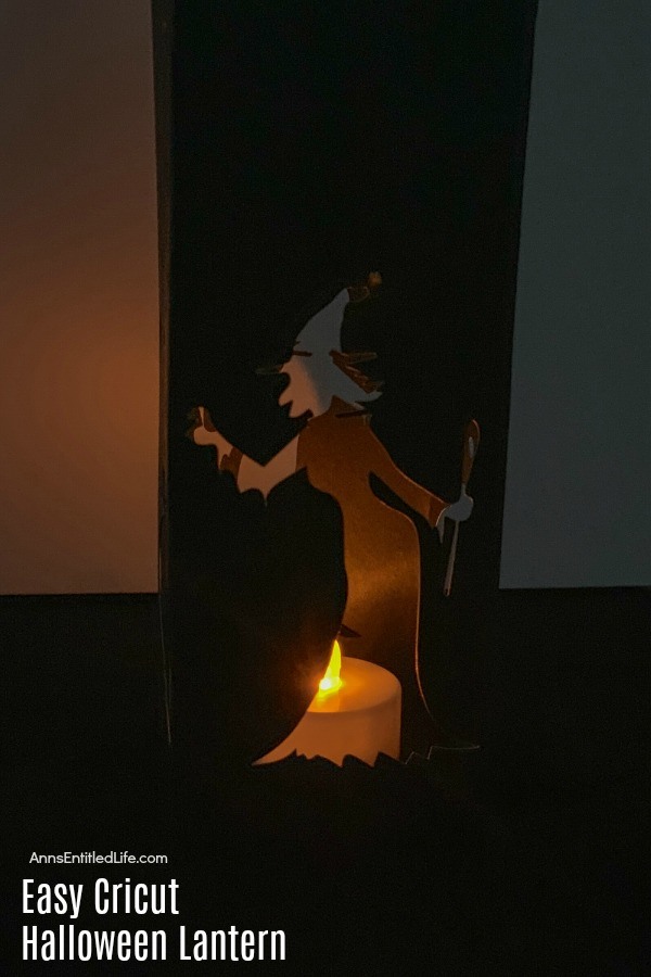 black paper witch lantern with tealight flameless candle