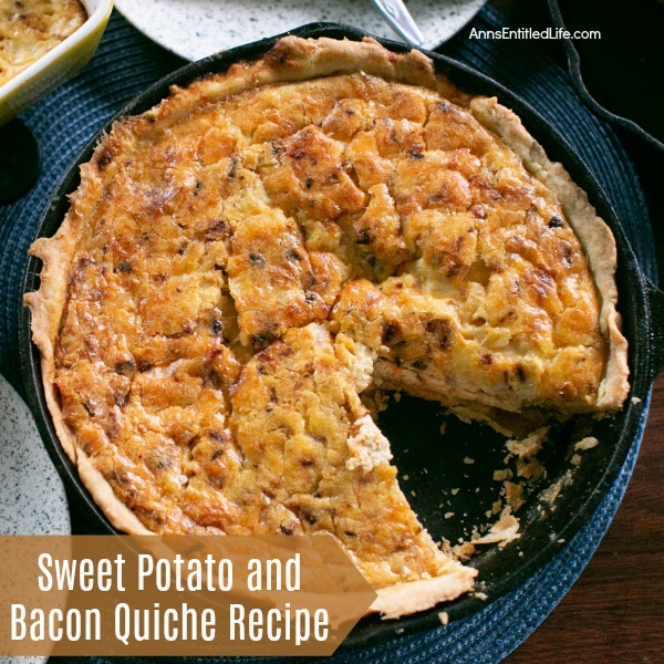 Sweet Potato and Bacon Quiche Recipe. This easy-to-make quiche recipe is loaded with bacon-y goodness, delicious sweet potatoes, and farm-fresh eggs. A perfect breakfast, lunch, or dinner recipe, this sweet potato, and bacon quiche is a fantastic family meal.