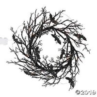 Black Bat Light Halloween Wreath (26 Inch Diameter) Halloween Decorations