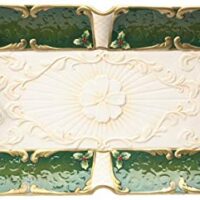 Cosmos Gifts 19 3/4-Inch Emerald Holiday Holly Platter