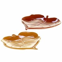 Certified International 22777SET2 Autumn Fields Set/2 3-D Leaf Platters (2) asst. 11" x 10.5" (Pumpkin/Harvest Gold) Servware, Serving Accessories, One Size, Multicolored