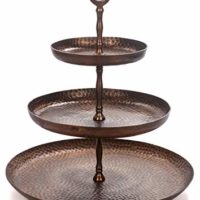 Red Fig Home 3 Tier Cupcake Stand Aluminum with Copper Finish Round Serving Tray Platter for Parties Weddings Birthdays Holidays to Display Dessert Cookies Appetizers Cheese Hors D’oeuvres