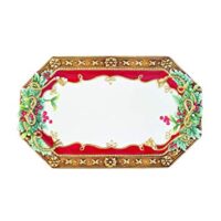 Fitz and Floyd 49-527 Yuletide Holiday Elongated Serving Tray, Red