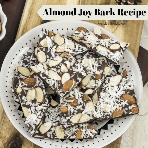 Almond Joy Bark Recipe. With all the classic flavors of an Almond Joy candy bar, this bark is rich and satisfying. Sweet coconut and decadent chocolate form the ultimate candy bark. This almond joy bark makes a perfect food-gift or a great addition to a holiday cookie platter or confection tray!