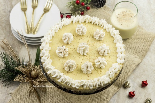 Eggnog Cheesecake with Gingersnap Crust Recipe. Three of the most iconic flavors for the holidays come together in this Eggnog Cheesecake recipe. The creamy sensation of cheesecake makes the perfect pairing for the smooth and spicy tastes of eggnog. All while sitting on top of a gingersnap crust. You may think about making two because this cheesecake will be irresistible and gone in an instant.