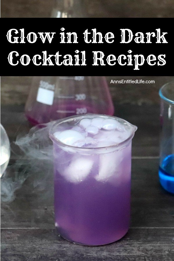 smoking purple cocktail drink in a glass in a chemistry setting, beakers in the back