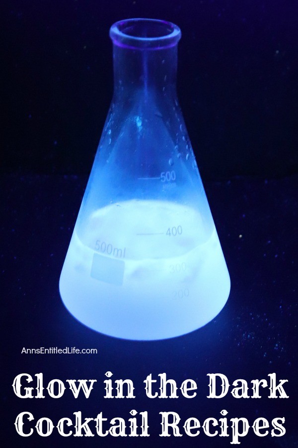 glowing blue drink in a chemistry beaker