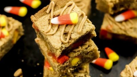 Peanut Butter Candy Corn Blondies Bars Recipe