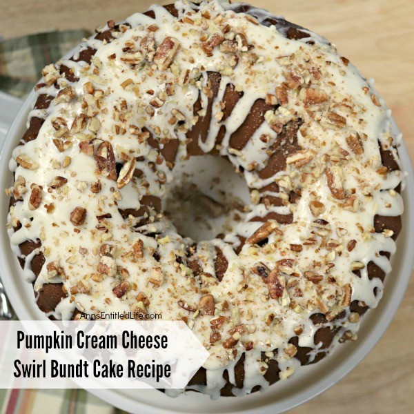 Pumpkin Cream Cheese Swirl Bundt Cake Recipe. This easy-to-make pumpkin Bundt cake recipe is a wonderful dessert to serve during the fall and holiday season. The moist pumpkin cake and cream cheese filling combine perfectly for a great taste sensation. So, pour a cup of coffee and cut yourself a big slice of this Pumpkin Cream Cheese Swirl Bundt Cake to enjoy for dessert tonight!