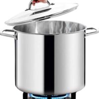 HOMICHEF Commercial Grade LARGE STOCK POT 20 Quart With Lid - Nickel Free Stainless Steel Cookware Stockpot 20 Quart - Healthy Cookware Polished Stockpots - Heavy Duty Induction Pot Soup Pot With Lid