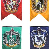 Harry Potter Complete Hogwarts House Wall Banners, Ultra Premium Double Layered Indoor Outdoor Party Flag - Gryffindor, Slytherin, Hufflepuff, Ravenclaw - 30"X 50" (4PACK)