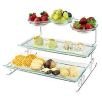 3 Tier Server Stand with Trays & Bowls - Tiered Serving Platter - Perfect for Cake, Dessert, Shrimp, Appetizers & More