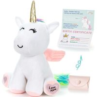 Unicorn Stuffed Animal - Cute Unicorn Gifts Large 13" White Unicorns Plush Toy w Pink Wings Rainbow Hair & Writable Pink Heart Paws! Gift Packaged for Graduation, Birthday or Valentines Gift for Girls