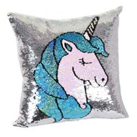 Unicorn Reversible Sequins Throw Pillow Cover Decorative,Unicorn Birthday Gift for Girls,Magic Sequence Pillow Case Cushion Cover for Room,Bedding and Couch Sofa Decor(Only 16" X 16" Pillow Cover)