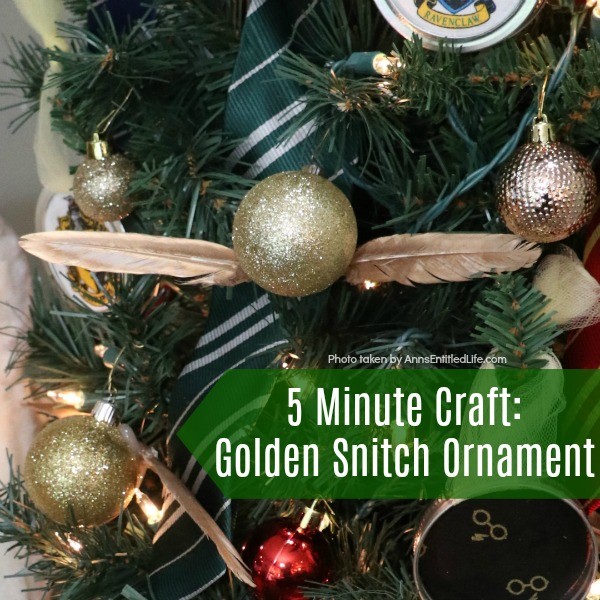 5 Minute Craft: Golden Snitch Ornament. Are you or your children Harry Potter fans? These easy to make golden snitch ornaments come together in under 5 minutes! Perfect for your tree, to give as a gift, or string for holiday decor.