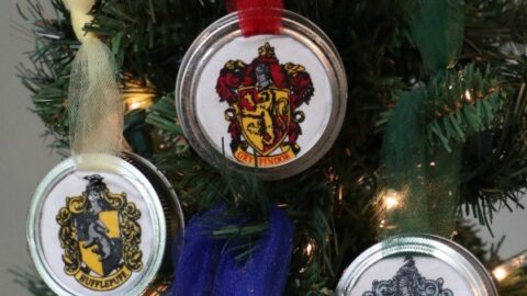 Hogwarts Mason Jar Lid Ornaments