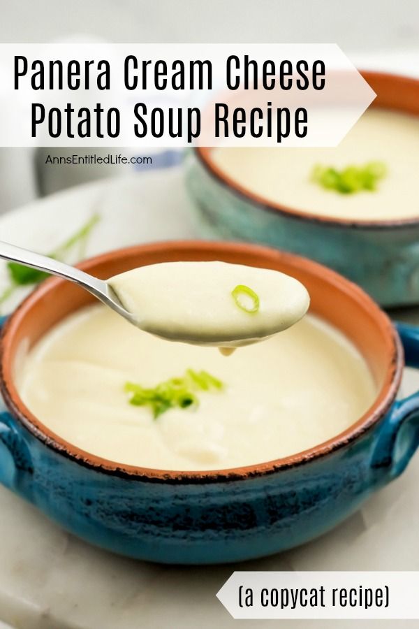 Copycat Panera's Cream Cheese Potato Soup Recipe. This copycat Panera Cream Cheese Soup Recipe is simply outstanding. Easy to make, this recipe can be doubled or tripled, and freezes beautifully. If you are looking for an excellent potato soup recipe, make this - it is fantastic!