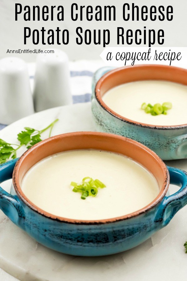 Copycat Panera's Cream Cheese Potato Soup Recipe. This copycat Panera Cream Cheese Soup Recipe is simply outstanding. Easy to make, this recipe can be doubled or tripled, and freezes beautifully. If you are looking for an excellent potato soup recipe, make this - it is fantastic!