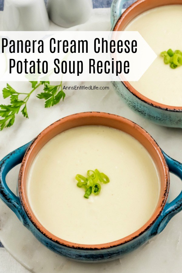 Copycat Panera's Cream Cheese Potato Soup Recipe. This copycat Panera Cream Cheese Soup Recipe is simply outstanding. Easy to make, this recipe can be doubled or tripled, and freezes beautifully. If you are looking for an excellent potato soup recipe, make this - it is fantastic!