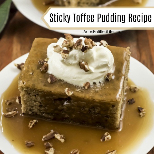 Sticky Toffee Pudding Recipe. Try a taste of the British life with this tantalizing Sticky Toffee Pudding. A soft date cake forms the base of this divine dessert, while a salty sweet sauce coats the top, lightly soaking the cake. Top this delicate delight with whipped cream and chopped pecans for the ultimate garnish combination and presentation.